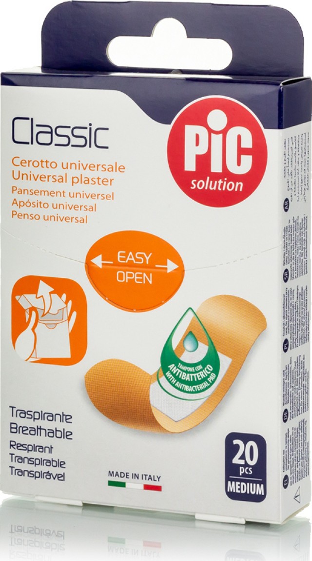 Pic Solution Classic Αυτοκόλλητα Τσιρότα, Μέγεθος Medium 19x75mm 20 Τεμάχια