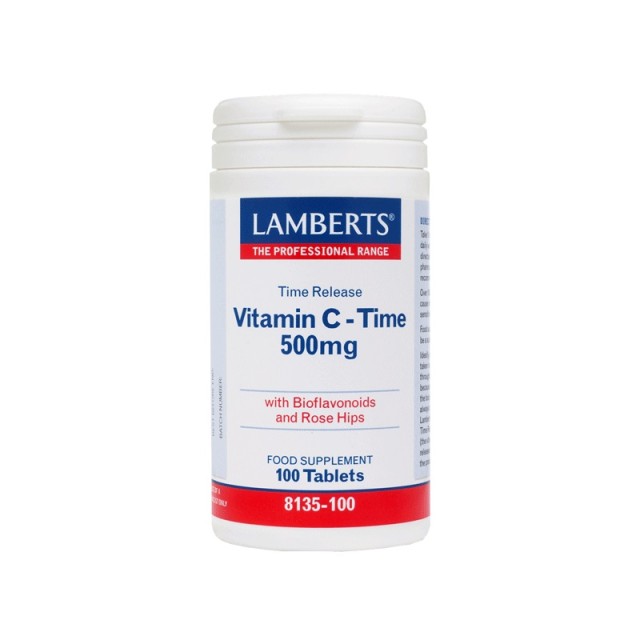 Lamberts Vitamin C– Time Release 500 mg, (με προσθήκη βιοφλαβονοειδών) 100 Tabs