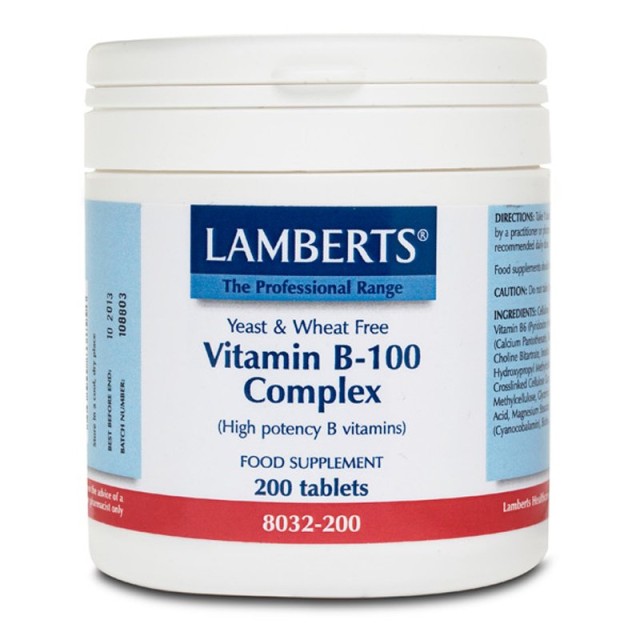 Lamberts Vitamin B-100 Complex, Σύμπλεγμα Βιταμινών 200 Tablets
