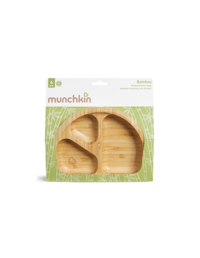 Munchkin Bambou Divided Suction Plate 6m+, Οικολογικό Πιάτο από Μπαμπού