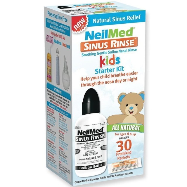 NeilMed Sinus Rinse Paediatric Starter Kit Σύστημα Ρινικών Πλύσεων για Παιδιά 4-14 ετών