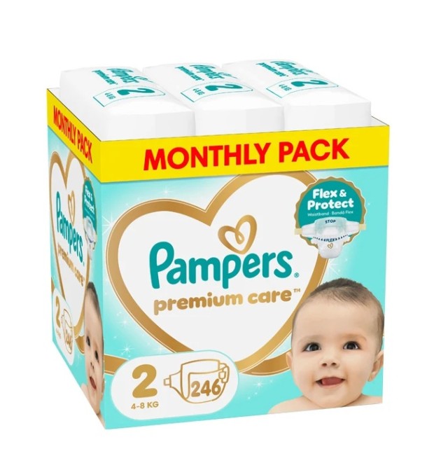 Pampers Premium Care No2  4-8kg Πάνες 246τεμ (Monthly Pack)