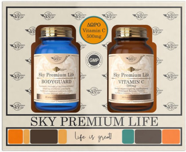 Sky Premium Life Promo Pack Bodyguard Συμπλήρωμα Διατροφής για Δυνατό Ανοσοποιητικό & Μείωση της Κόπωσης 60 κάψουλες και Δώρο Vitamin C 1000mg 60 ταμπλέτες