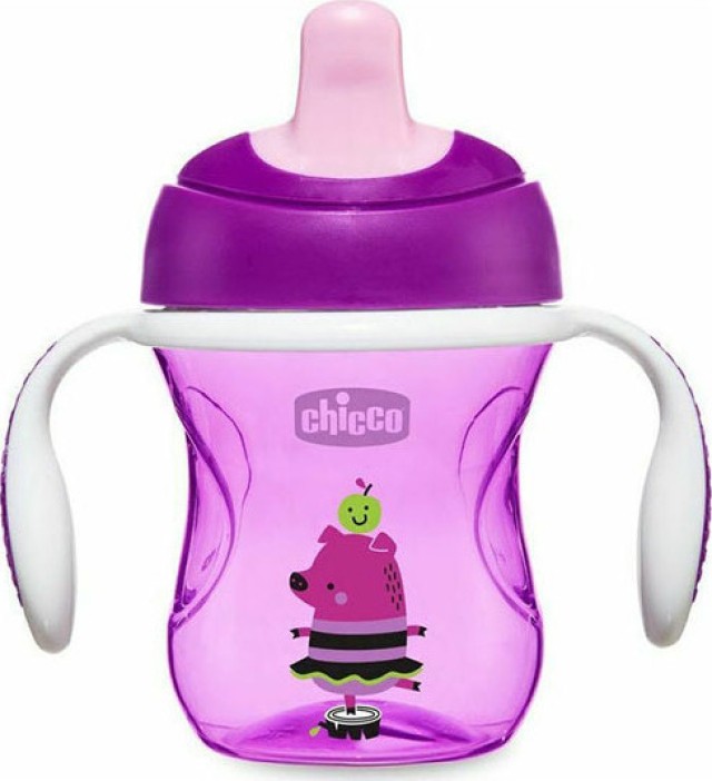 Chicco Training Cup 6m+, Εκπαιδευτικό Κύπελλο με Λαβές, Χρώμα Μωβ 200ml