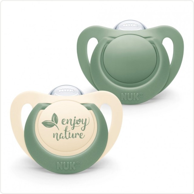 Nuk For Nature Πιπίλες Σιλικόνης 6-18m, Χρώμα Πράσινο 2τμχ