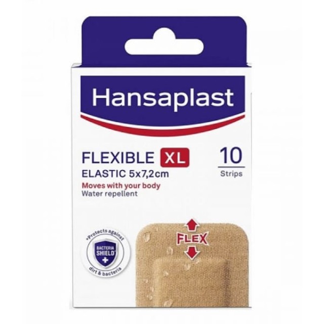 Hansaplast Flexible XL Elastic 5x7,2cm, Αδιάβροχα & Εύκαμπτα Επιθέματα x10 Τεμάχια