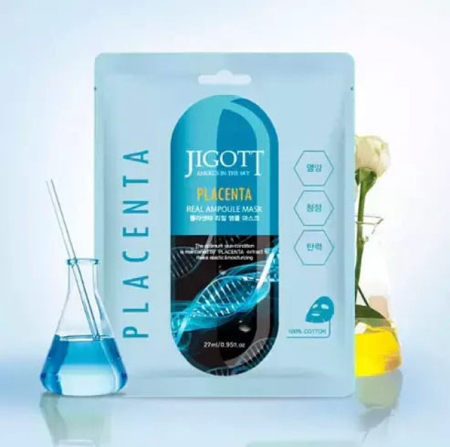 Jigott Placenta Real mask Μάσκα Προσώπου για Αντιγήρανση & Θρέψη & Ενυδάτωση 27ml