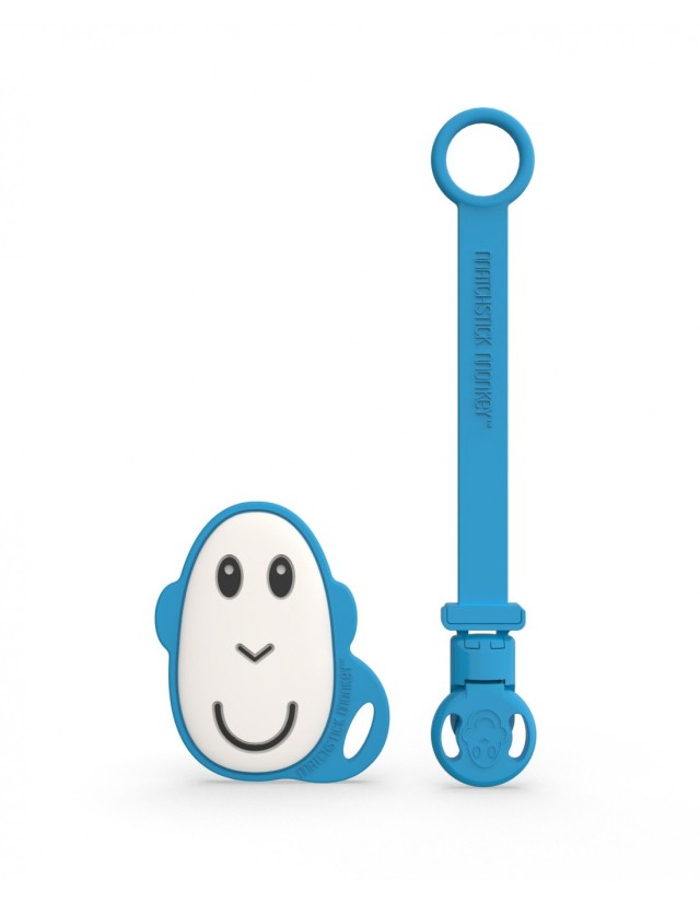 Matchstick Monkey Soother Clip & Flat Monkey Teether Blue