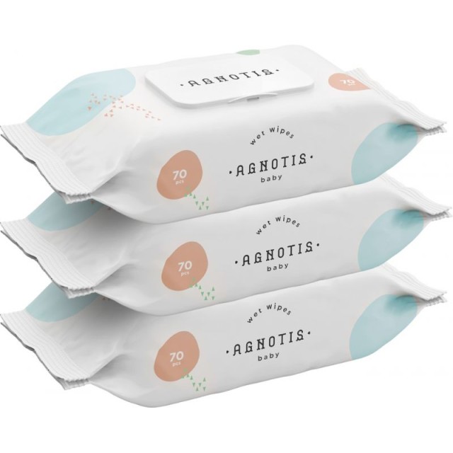 Agnotis Baby Wet Wipes, Μωρομάντηλα 2+1 Δώρο, 210 Τεμάχια