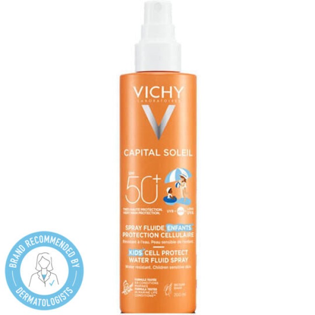 Vichy Capital Soleil Cell Protect Water Fluid Spray SPF50+, Παιδικό Αντηλιακό Spray 200ml