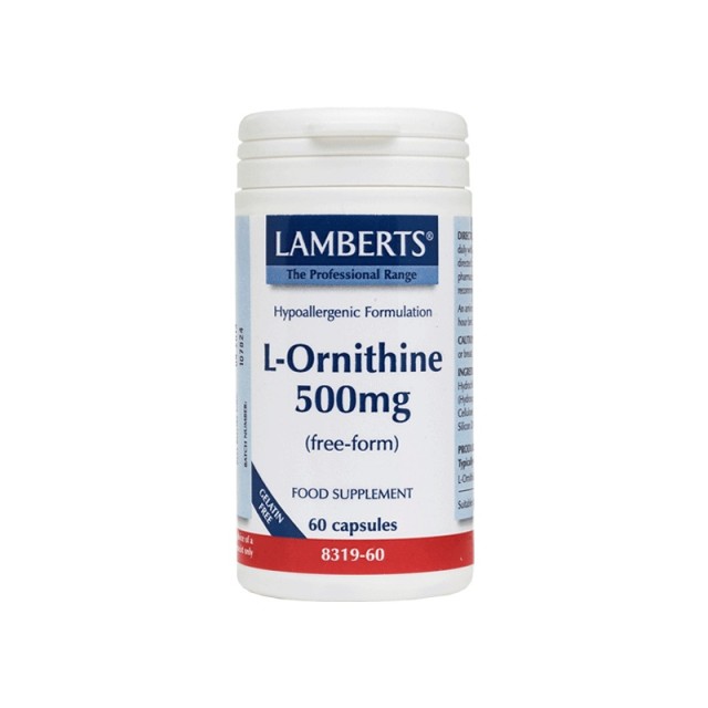 Lamberts L-Ornithine 500mg, 60 Caps. Λειτουργία του Ήπατος & του Ανοσοποιητικού Συστήματος