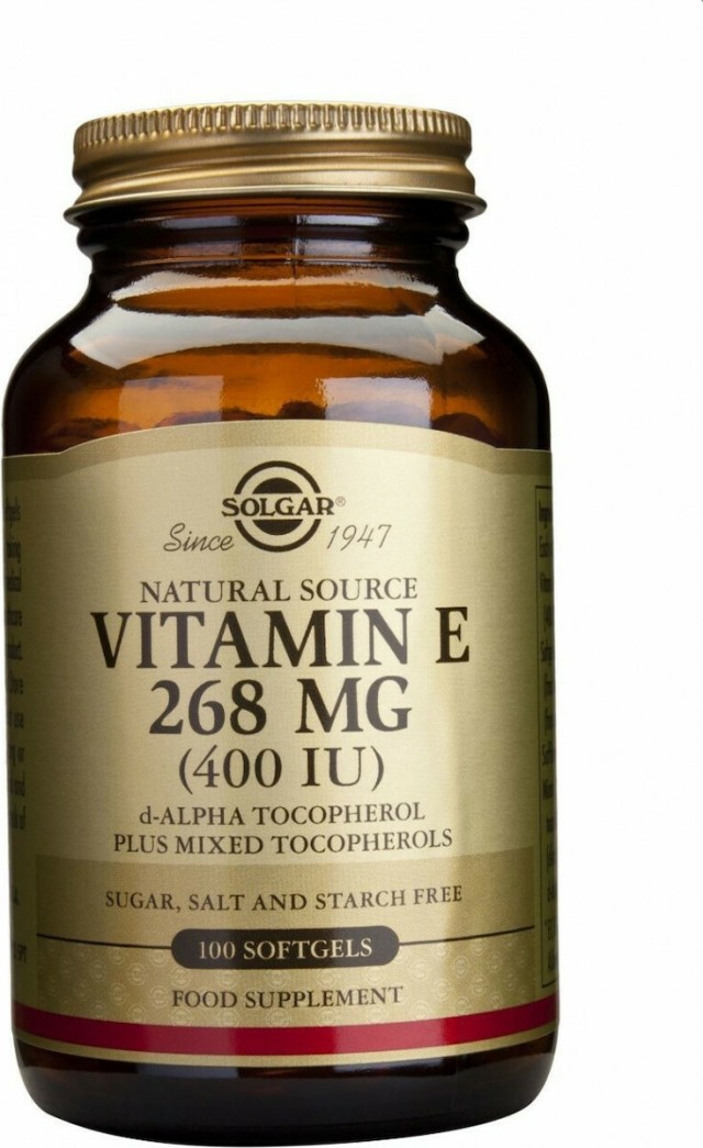 Solgar Vitamin E 268mg (400IU) 100 Softgels. Συντελεί στην Ενδυνάμωση του Ανοσοποιητικού Συστήματος