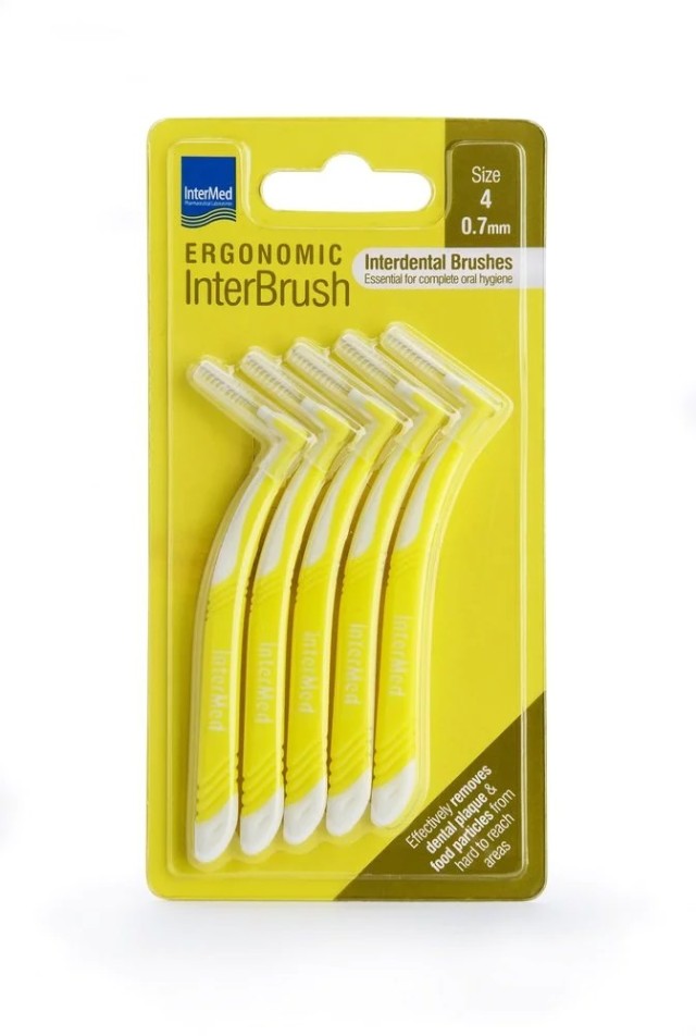 Intermed Ergonomic Μεσοδόντια Βουρτσάκια με Λαβή Size 4 (0.7mm) Κίτρινο 5τμχ