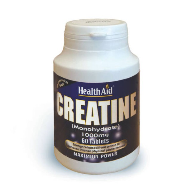 Health Aid Creatine Monohydrate 1000mg, Αυξάνει την Σωματική Επίδοση 60 Vegan Ταμπλέτες