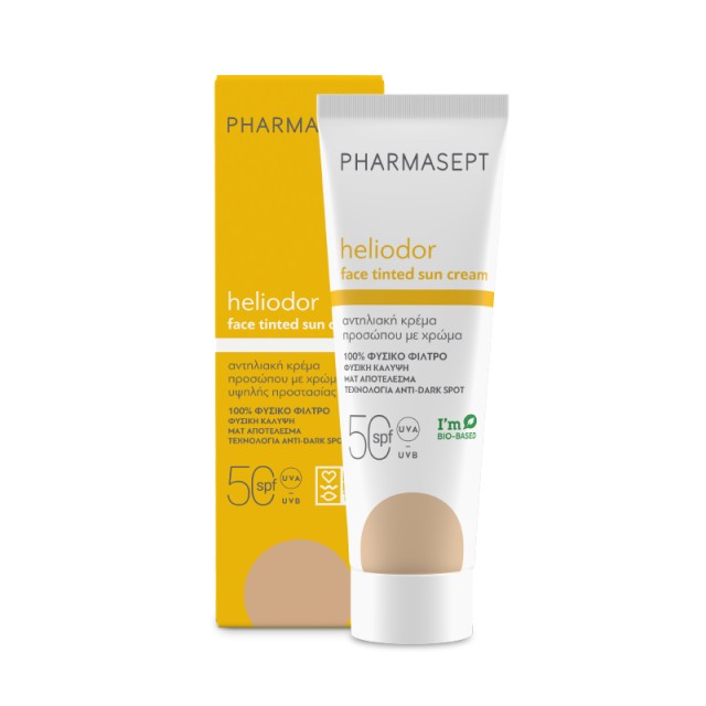 Pharmasept Heliodor Face Tinted Sun Cream SPF50, Αντηλιακή Κρέμα Προσώπου με Χρώμα, 100% Φυσικό Φίλτρο 50ml