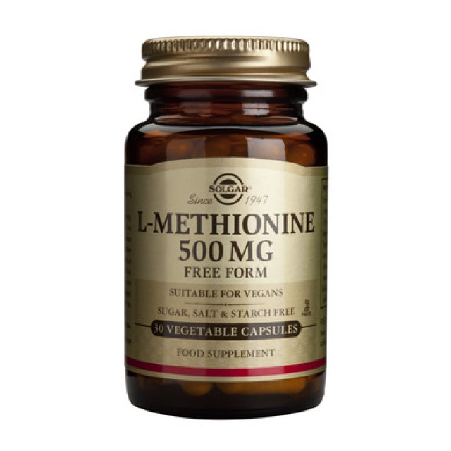 Solgar L-Methionine 500mg, 30 Veg.Caps. Προάγει την καλή υγεία των νυχιών και του δέρματος