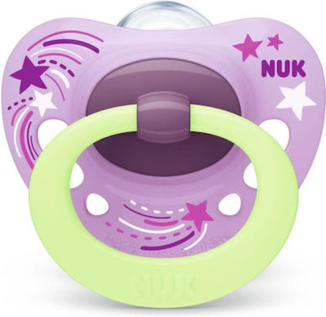 NUK Signature Night Πιπίλα Σιλικόνης, Λάμπει στο Σκοτάδι, 0-6m Χρώμα Μωβ 1 Τεμάχιο