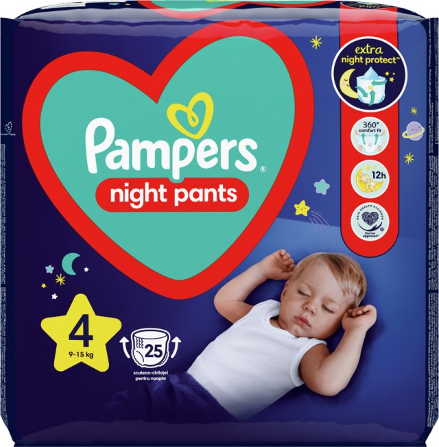 Pampers Night Pants No4 9-15kg Πάνες 25τεμ