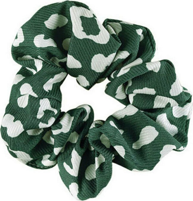 Dalee Hair Accessories Collection Green & White, Υφασμάτινο Λαστιχάκι 1 Τεμάχιο