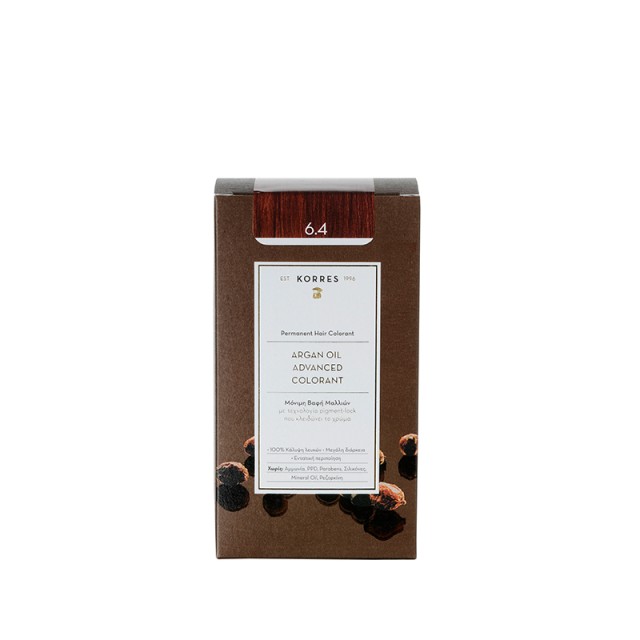 Korres Argan Oil Advanced Colorant N6.4 Copper Dark Blonde, Βαφή Μαλλιών Χρώμα Ξανθό Σκούρο Χάλκινο