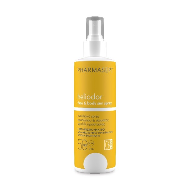 Pharmasept Heliodor Face & Body Sun Spray, Αντηλιακό Προσώπου & Σώματος 100% Φυσικό Φίλτρο 165gr