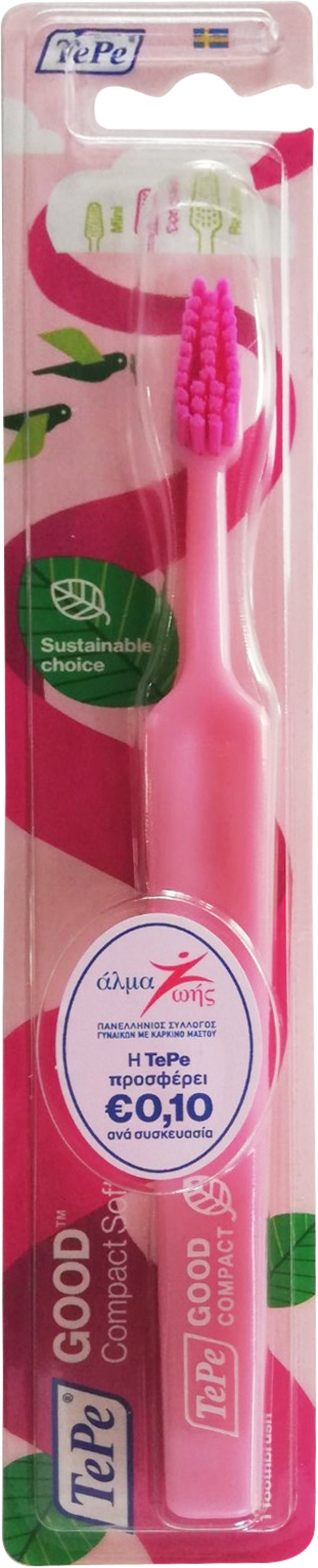 Tepe Good Compact Soft Οδοντόβουρτσα, Χρώμα Ροζ 1 Τεμάχιο