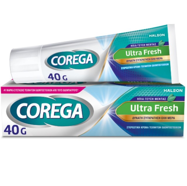 Corega Ultra Fresh, Στερεωτική Κρέμα για Τεχνητή Οδοντοστοιχία, 40gr