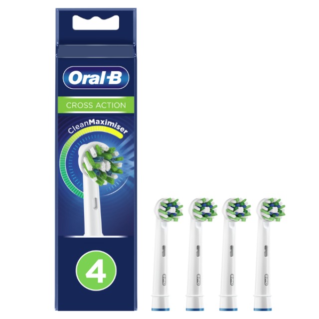 Oral-B Cross Action Clean Maximiser Λευκές Ανταλλακτικές Κεφαλές για Ηλεκτρικές Οδοντόβουρτσες, 4 Τεμάχια