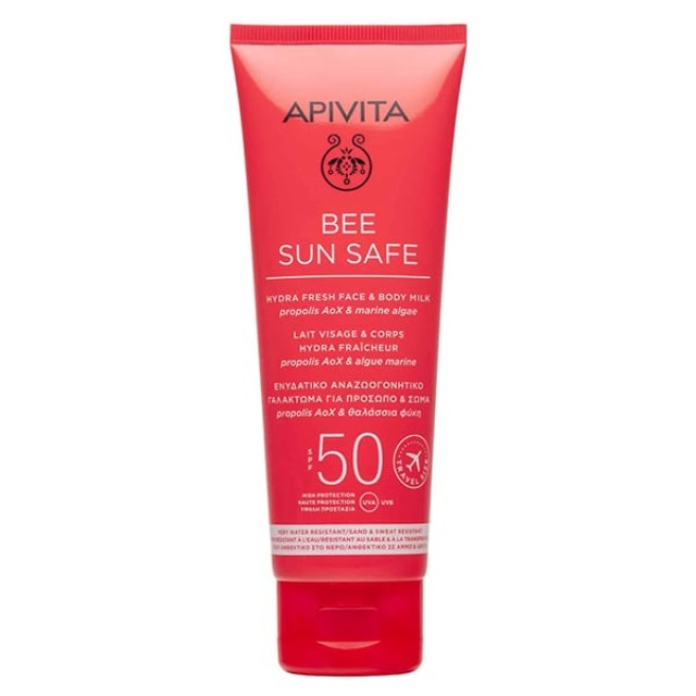 Apivita Bee Sun Safe Hydra Fresh Face & Body Milk SPF50, Ενυδατικό Αντηλιακό Γαλάκτωμα για Πρόσωπο & Σώμα 100ml
