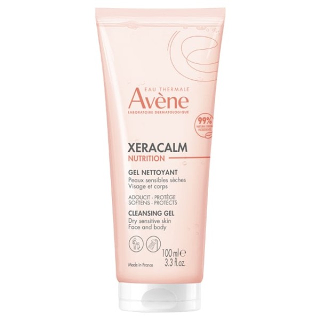 Avene Xeracalm Nutrition Cleansing Gel, Τζελ Καθαρισμού για Ευαίσθητες & Ξηρές Επιδερμίδες 100ml