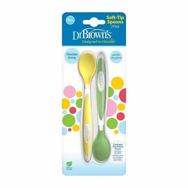 Dr. Browns Soft-Tip Spoons  Κουταλάκια Ταΐσματος Μαλακά για Μωρά 4+ Μηνών 2τεμ