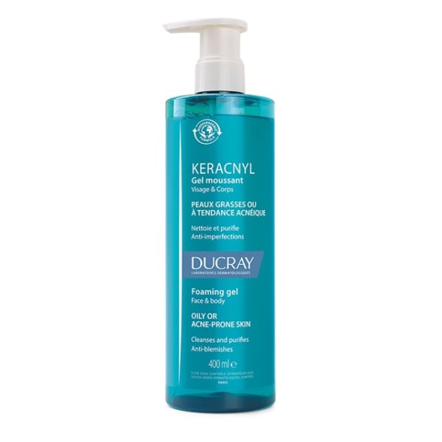  Ducray Keracnyl Gel Moussant, Τζελ Καθαρισμού για Λιπαρό Δέρμα με Ατέλειες 400ml
