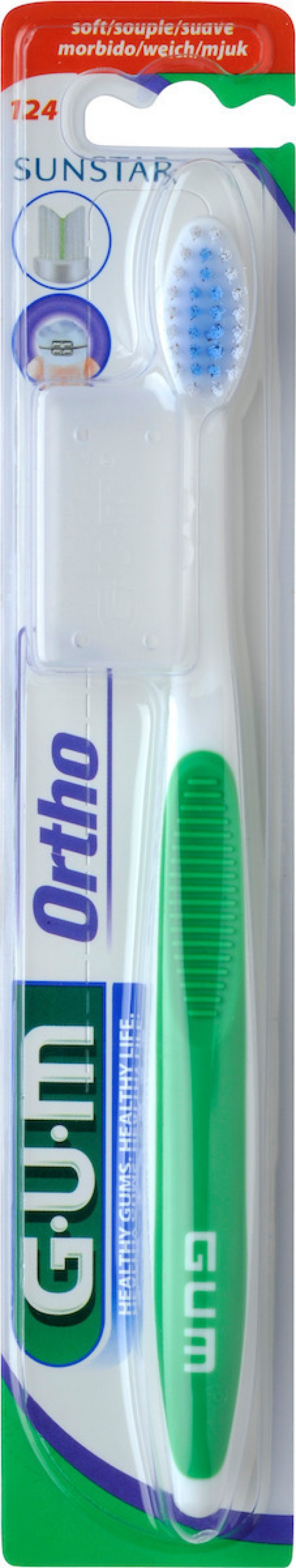  Gum 124 Ortho Toothbrush Soft, Ειδική Οδοντόβουρτσα με Σχεδιασμό "V" 1 Τεμάχιο