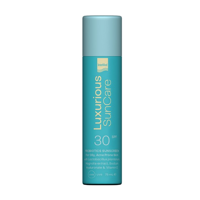 Intermed Luxurious SunCare Probiotics Sunscreen SPF30 Συνεργιστική Δράση Αντηλιακών Φίλτρων με Προβιοτικά, για Λιπαρό Δε΄ρμα 75ml