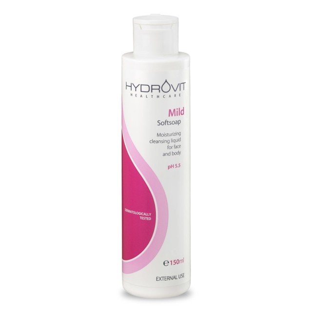 Hydrovit Mild Softsoap, Ήπιο Υγρό Καθαρισμού Προσώπου & Σώματος Ph 5.5 150ml