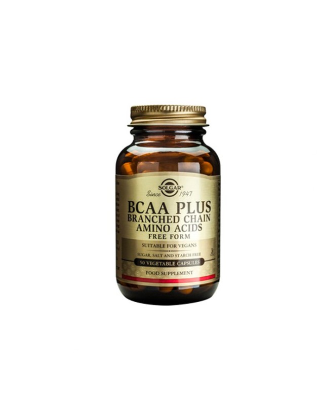 Solgar BCAA Plus, 50 Veg.Caps. Επιδρά θετικά σε νευρομυϊκές παθήσεις