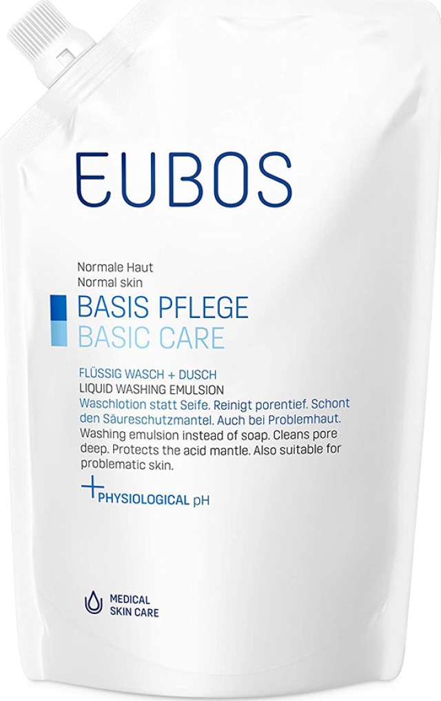 Eubos Refill Blue, Υγρό Καθαρισμού αντί Σαπουνιού Χωρίς Άρωμα, Ανταλλακτικό 400ml