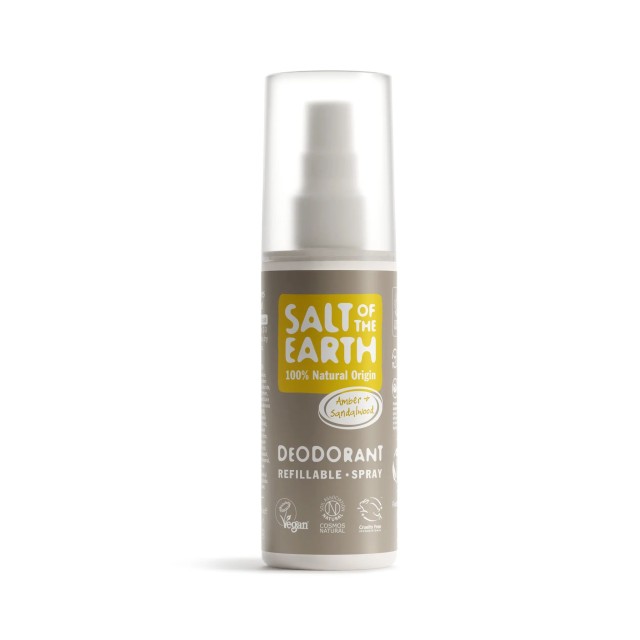 Salt of the Earth Natural Deodorant Spray Amber & Sandalwood , Αποσμητικό Σπρέι Κεχριμπάρι & Σανταλόξυλο 100ml