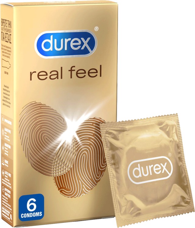 Durex Real Feel, Προφυλακτικά Πολύ Λεπτά Χωρίς Λάτεξ 6τμχ