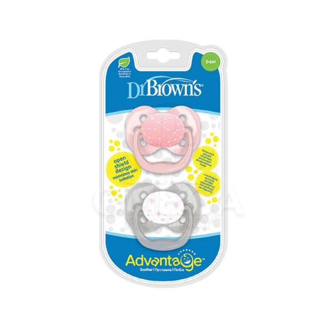 Dr. Browns Πιπίλα Επίπεδο 1 Σιλικόνη Advantage Κορίτσι 0-6m, 2τμχ