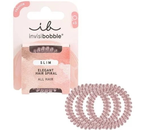 Invisibobble Hair Spiral Slim Pink Monocle Λαστιχάκια Μαλλιών 3τμχ