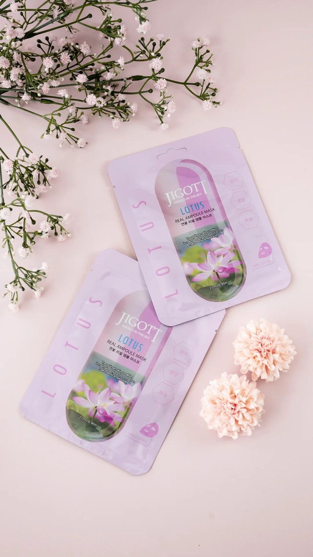 Jigott Lotus Real Mask Αντιγηραντική & Ενυδατική Μάσκα Προσώπου με Εκχύλισμα Λωτού 27ml