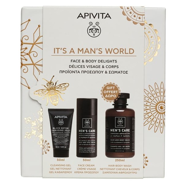 Apivita Promo Mens Care Σετ Ανδρικής Περιποίησης με Κρέμα Προσώπου & Ματιών 50ml & Gel Καθαρισμού για Πρόσωπο & Μάτια 50ml & Δώρο Σαμπουάν - Αφρόλουτρο 250ml