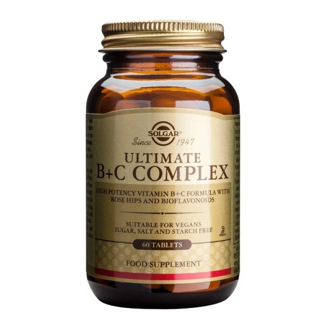 Solgar Ultimate B + C Complex Σύμπλεγμα Βιταμινών Β με Βιταμίνη C 60tabs