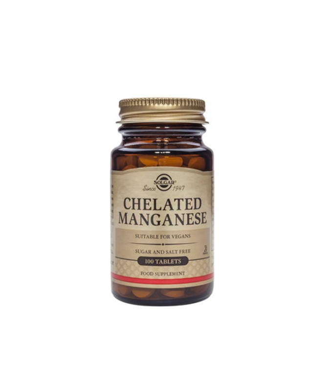 Solgar Chelated Manganese 100Tabs. Βοηθά στην διεργασία παραγωγής ενέργειας