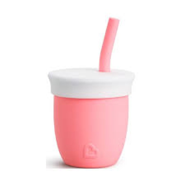 Munchkin Cest Silicone Training Cup with Straw Εκπαιδευτικό Κύπελο με Καλαμάκι Σιλικόνης, Κατάλληλο για τα Ευαίσθητα Ούλα του Μωρού 6m+ 118ml