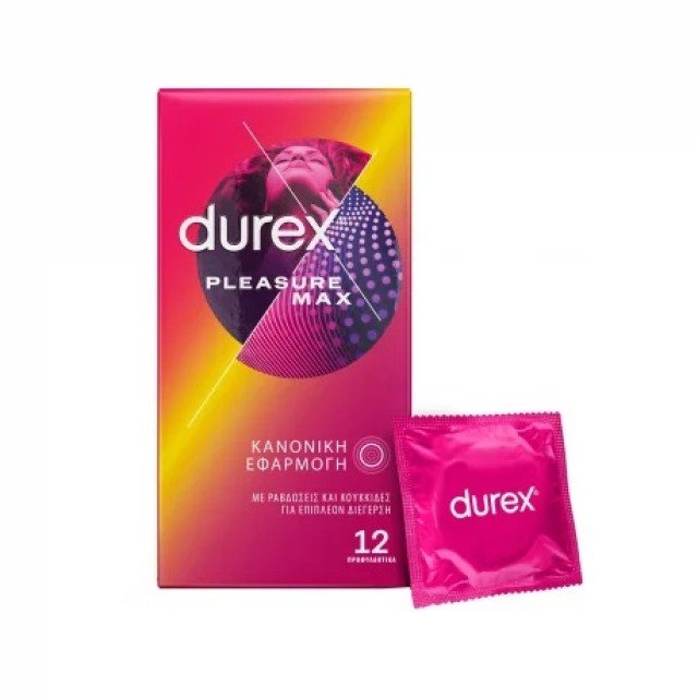 Durex Pleasure Max with Dots & Ribs, Προφυλακτικά 12 Τεμάχια