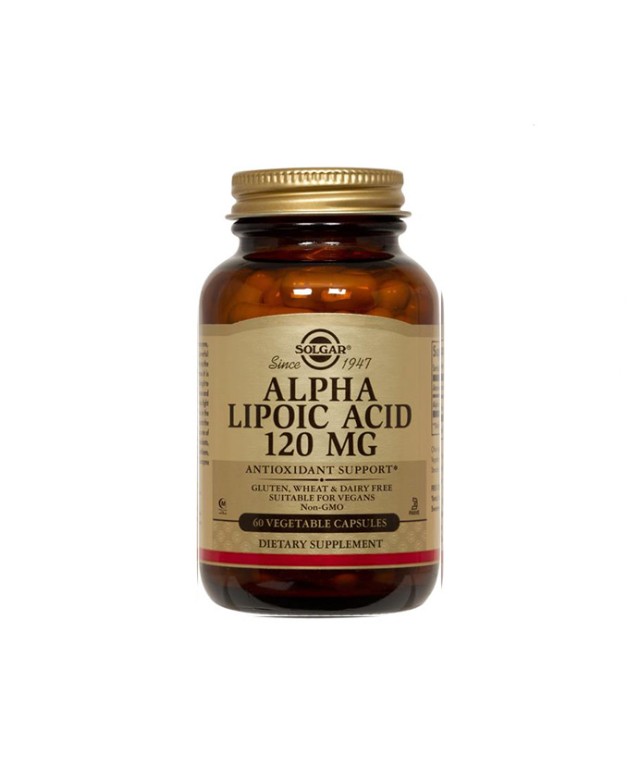 Solgar Alpha Lipoic Acid 120 mg, 60Veg.Caps. Προάγει τις διαδικασίες του κυτταρικού μεταβολισμού