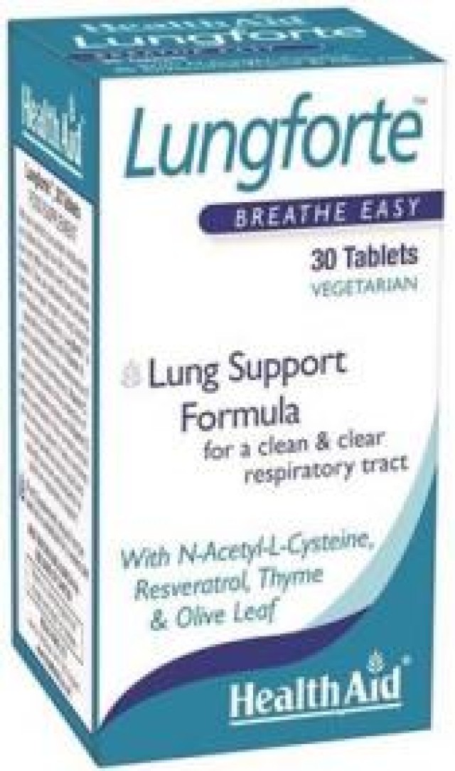 Health Aid Lungforte, Συμπλήρωμα Διατροφής για την Υγεία Αναπνευστικού & του Ανοσοποιητικού Συστήματος, 30 Ταμπλέτες