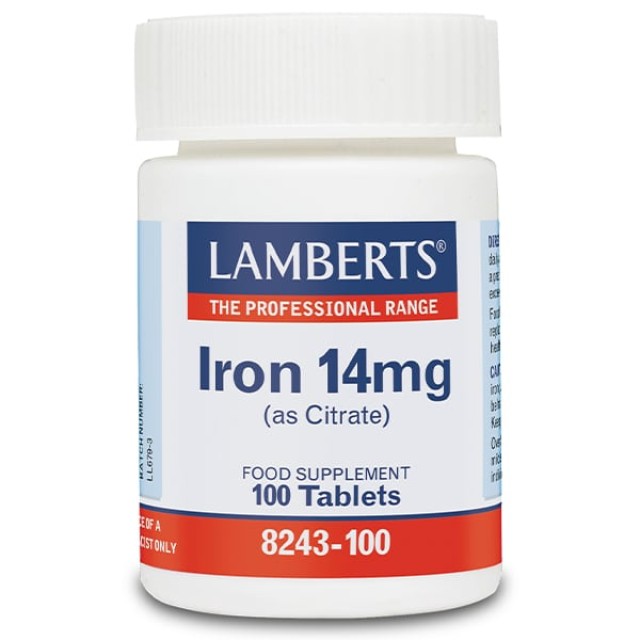 Lamberts Iron 14mg, Σίδηρος 100 Tablets